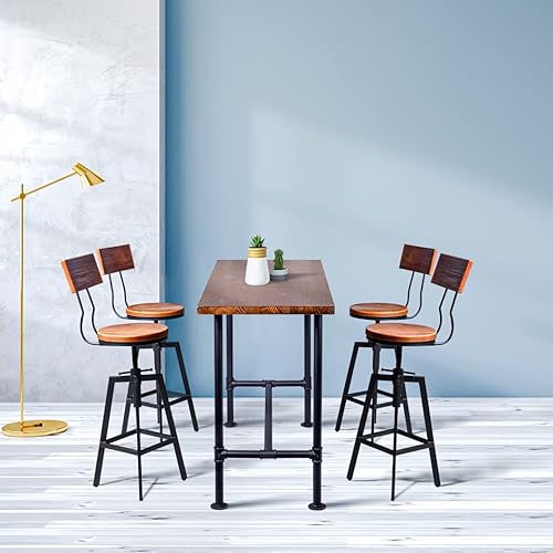 Miniatura 9 de Diwhy Juego de mesa de bar y taburete de bar de 5 piezas, industrial rectangular, para comedor, pub, bar, escritorio y encimera de cocina, taburete