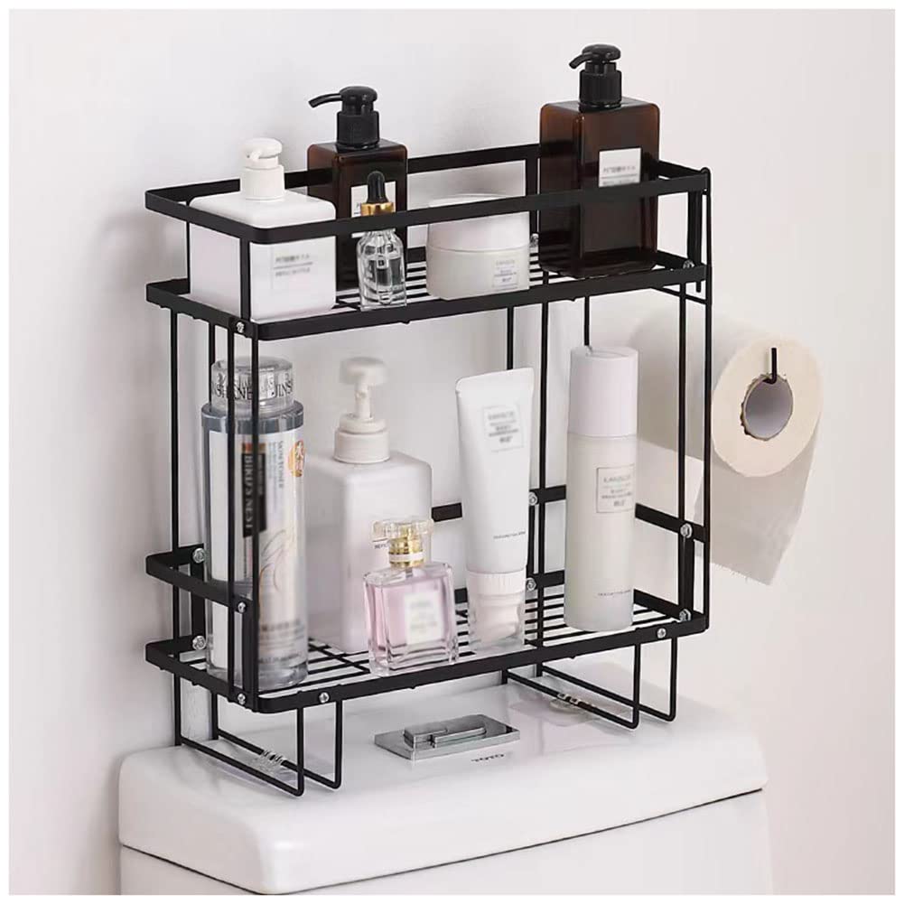 AYCDL Bathroom Shelf nizer Over Toilet 11-Tier Space-Saving Storage with Towel Rack and Hooks White Perfect for Small Spaces and Maximizing Bathroom Storage,Black2