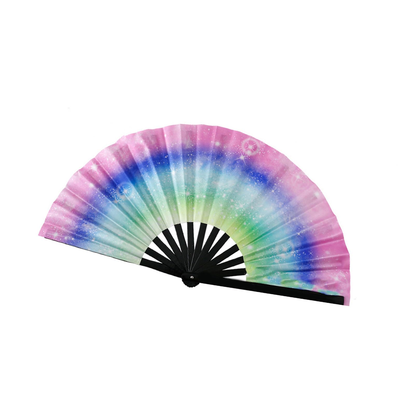 Kalttoy Large Foldable Hand Fan for Raves Party Festivals Discos Fluorescent Reactive Design Music Enthusiasts Folding Hand Fan