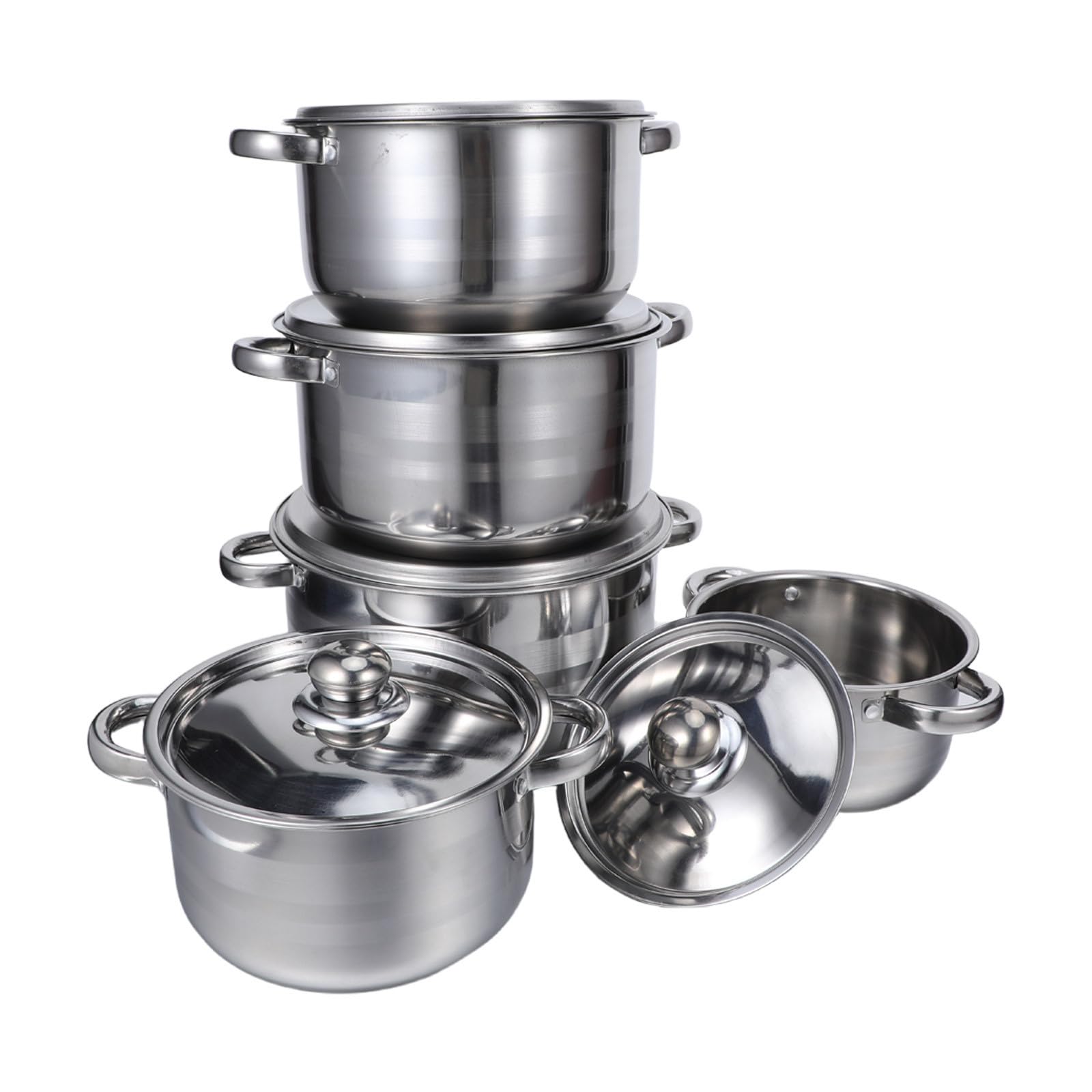 Marmites en acier inoxydable SOIMISS lot de 10 pièces avec couvercles pour cuisine