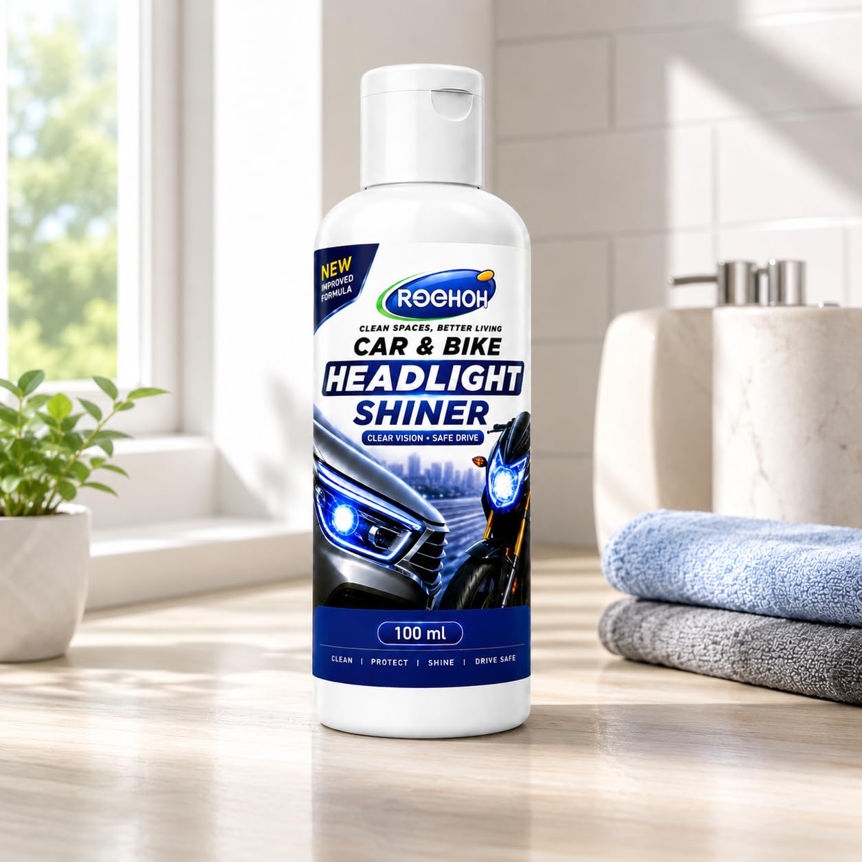 Car & Bike Headlight Cleaner Spray 100ml | Restores Foggy & Yellow Headlights | Removes Oxidation & Haze | Headlight Restoration Polish with UV Protection-image-13