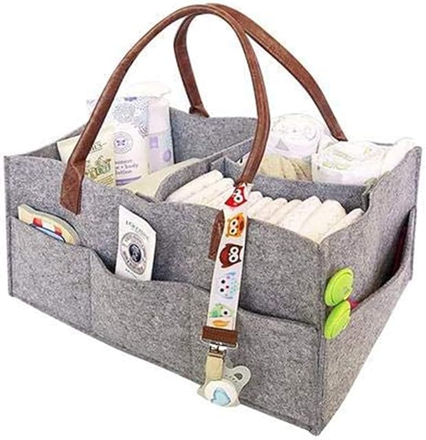 CatcherMy Foldable Felt Storage Bag Portable Lightly Multifunction Changeable Compartments for Mom Newborn Kids NappiesGrey, 07