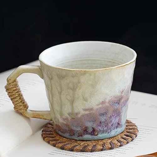 Miniatura 6 de Taza única de estilo vintage japonés retro primitivo, hecha a mano en cerámica con barniz libre de plomo, taza de té artesanal, cómoda asa, taza