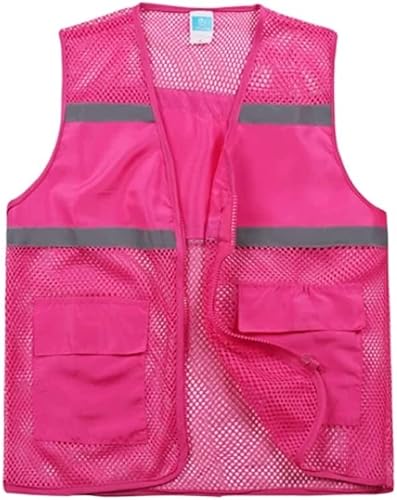 Chaleco de seguridad reflectante chaleco reflectante de alta visibilidad, chaleco reflectante de malla con bolsillos y cremallera