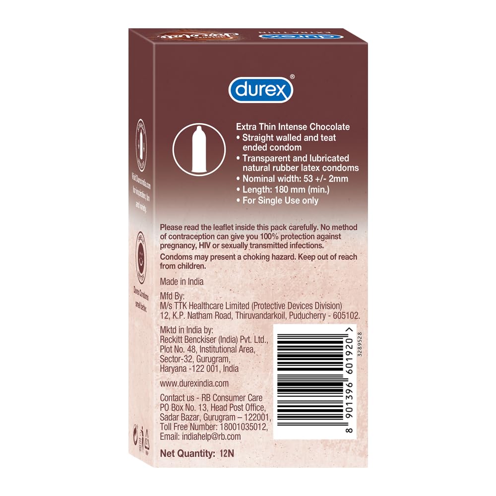 Durex Extra Thin Intense Chocolate Flavoured Condoms For Men - 12s product image 10