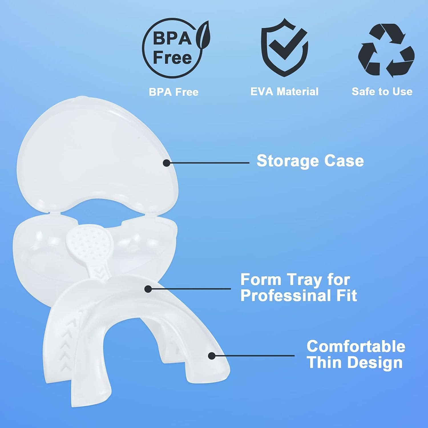 2 Pcs Mouth Guard for Grinding Teeth, Night Guards Professional Dental Guard Anti Teeth Grinding Mouthguard for Clenching Teeth & Bruxism, Sleeping Mouthpiece with Tray and Storage Case : Beauty & Personal Care