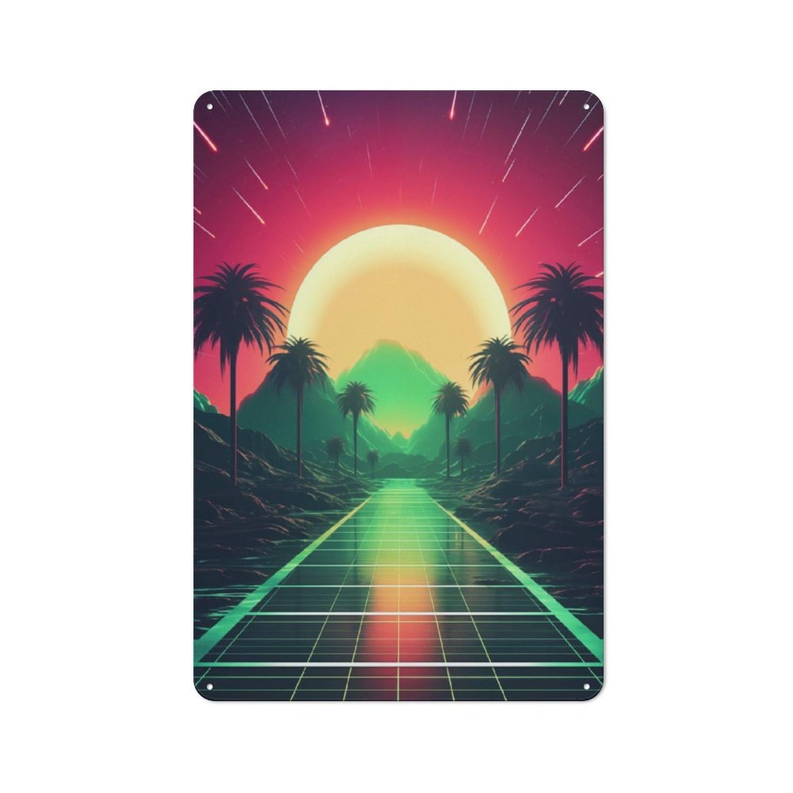 Junmoney Neon Dreamscape Odyssey Retro Tin Sign 30X20cm For Hobby Room Or Studio, New-Space Wall Decor For Creative Interior Collectors