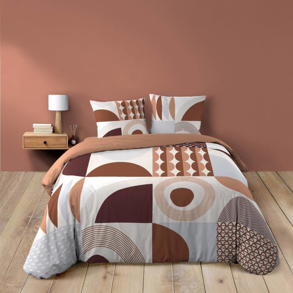Housse de couette 260x240 terracotta pur coton pour transformer votre lit en cocon chaleureux