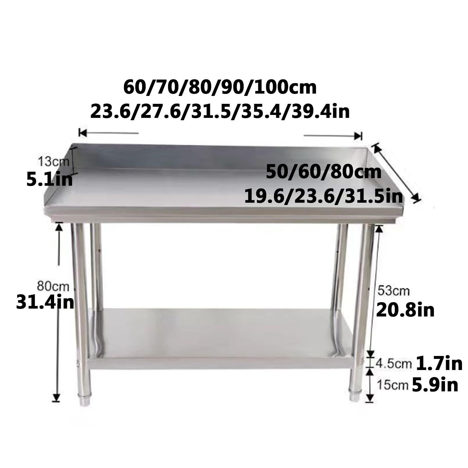 Metalltisch mit 2 Etagen, Edelstahl Arbeitstisch 201, Arbeitstisch