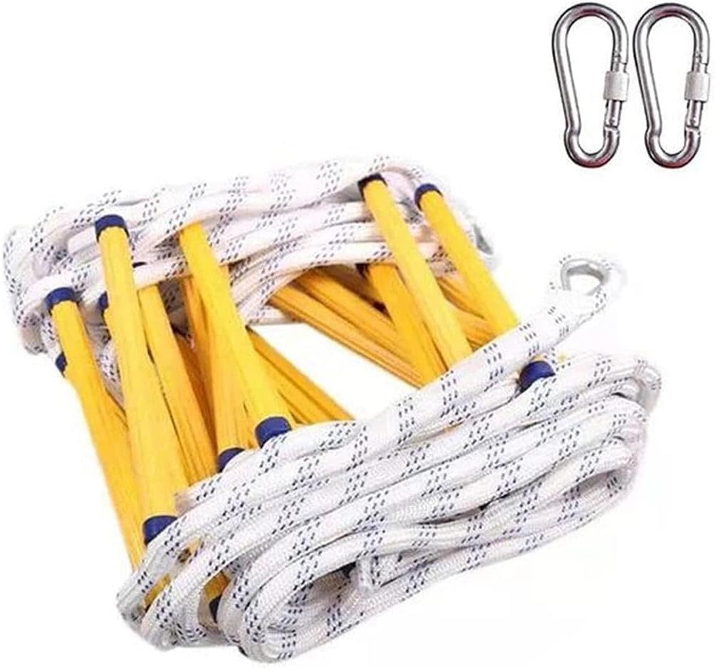 Escape Rope Ladder Emergency Fire, Climbing, Flexible, Frame With Hook, Reusable(18m/59ft)