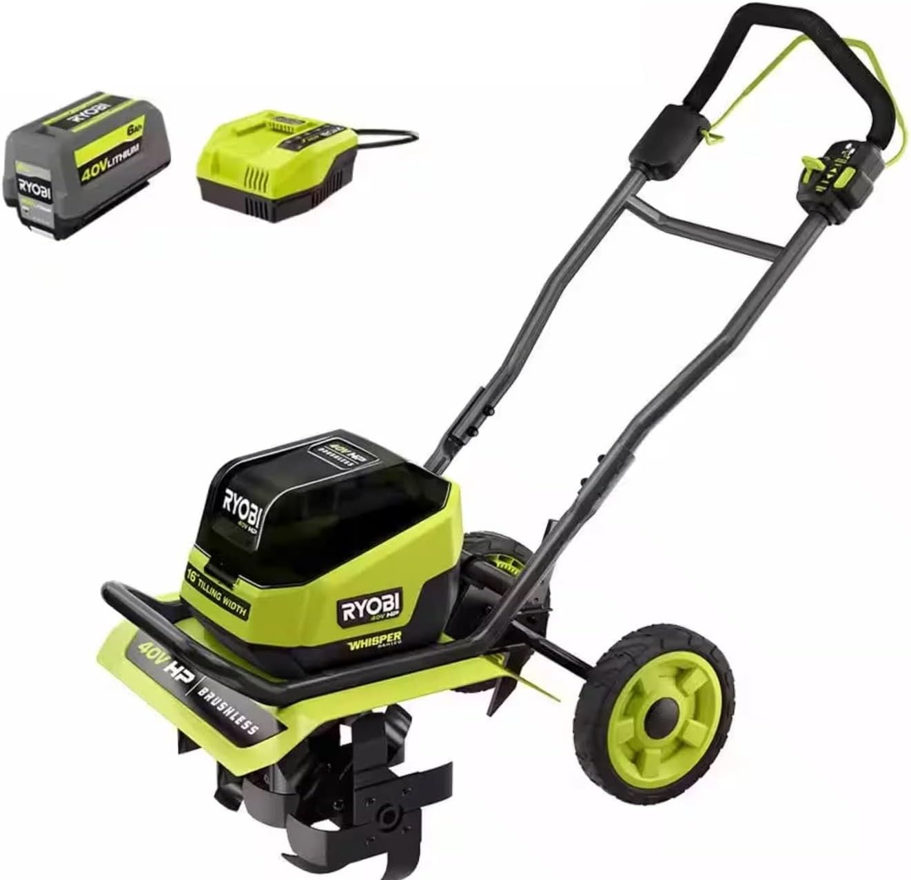 RYOBI 40V HP BRUSHLESS 16 in. Front Tine Tiller with Adjustable TILLING Width with 6.0 AH