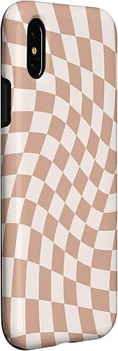 Miniatura 9 de iPhone 12 Pro Max Beige Crema Twisted Checered Swirl 60s 70s estuche estético marrón