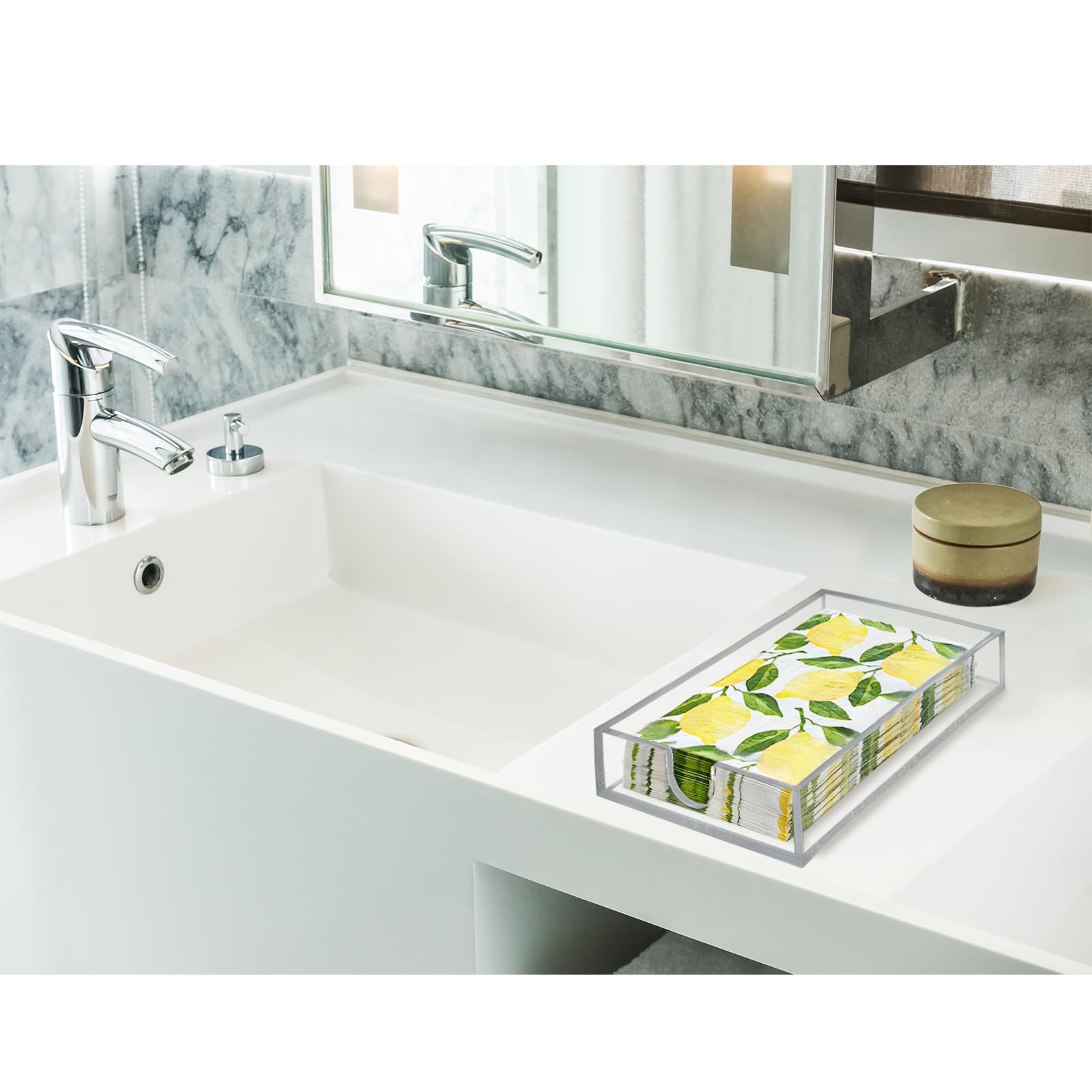 Servilletero, paquete de 2 servilleteros acrílicos para baño, servilleteros transparentes para mesa, cocina, servilleteros planos para cena, hotel, restaurante, bandeja acrílica para servilletas de