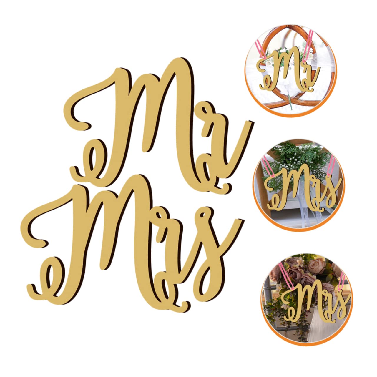 Ciieeo 3ensembles Décorations De Mariage Bois Pour Chaises Panneaux Suspendus Mr Mrs Ornements Élégants Pour Cérémonies Anniversaires Et Fêtes De Saint-valentin