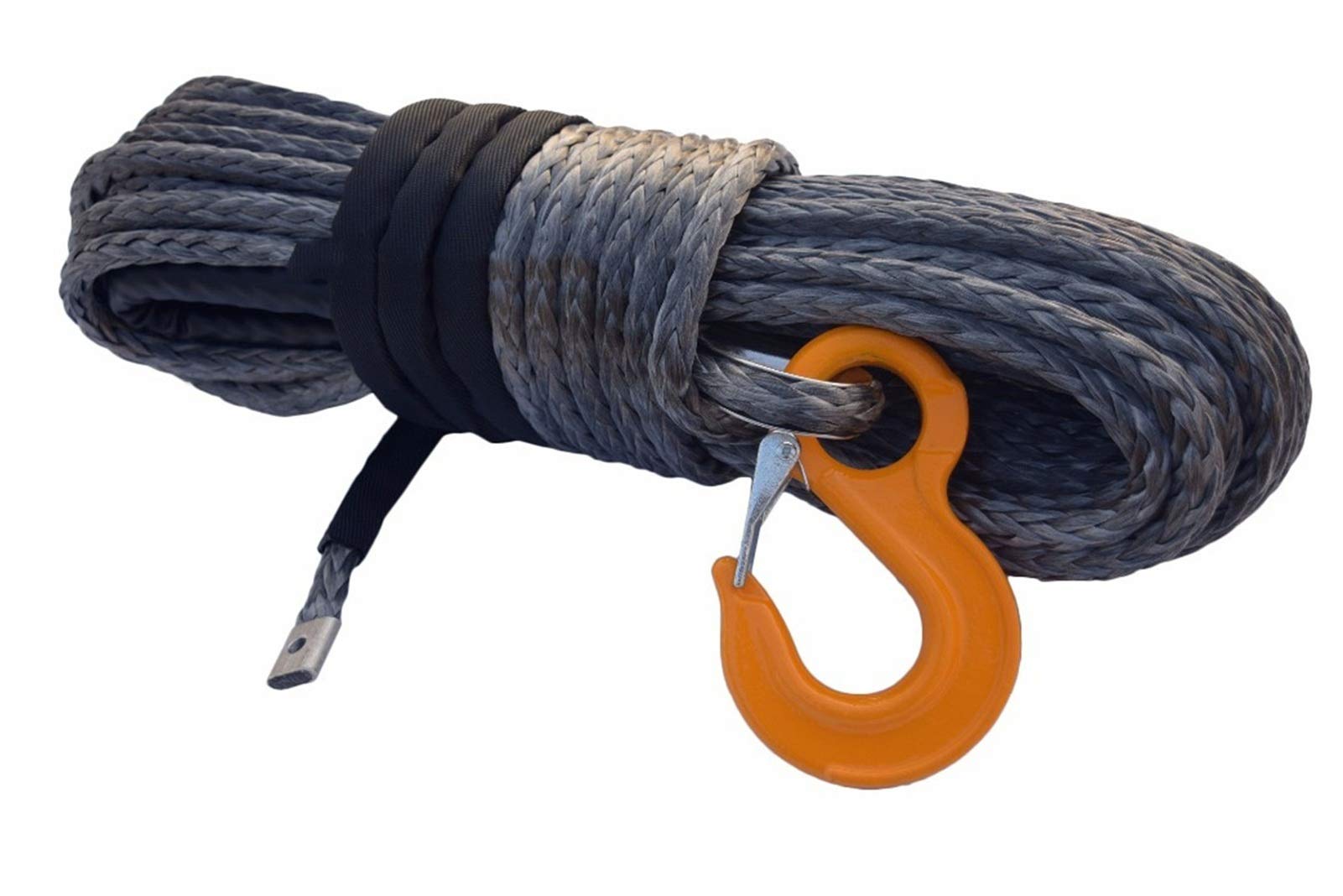 Winch Rope, Grey 12mm*45m ATV Winch Rope,1/2" Synthetic Cable,Plasma for Offroad