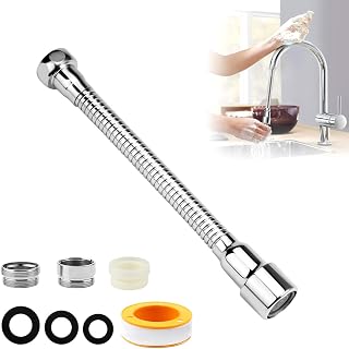 1 Pieza Extensión de Grifo, Inoxidable Alargador Grifo, Cocina Boquilla Grifo Universal Girar, Conector de Grifo con Adaptadores de Grifo para Mayoría de Grifos de Cocina y Baño, Inodoro(30CM)