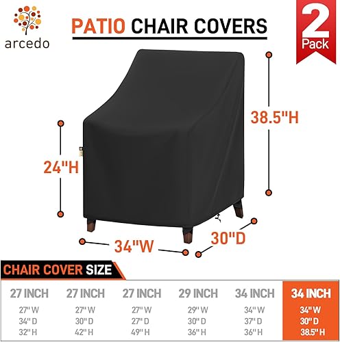 Miniatura 10 de Paquete de 2 fundas para sillas giratorias de patio, impermeables, para muebles de mimbre para patio, césped, jardín, protección para todo tipo de