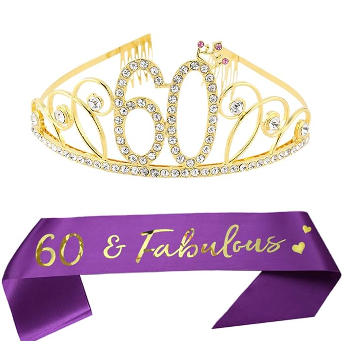 Buy 60th Birthday Tiara and Sash Happy 60th Birthday Party Supplies 60