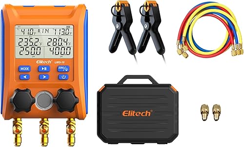 Miniatura 12 de Elitech Válvula de 2 vías de manómetro digital con abrazaderas de termómetro para sistemas HVAC, LMG-10