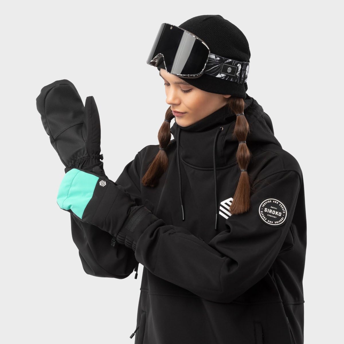 SIROKO - Manoplas de Nieve PITZTAL Turquoise - M - Negro/Turquesa