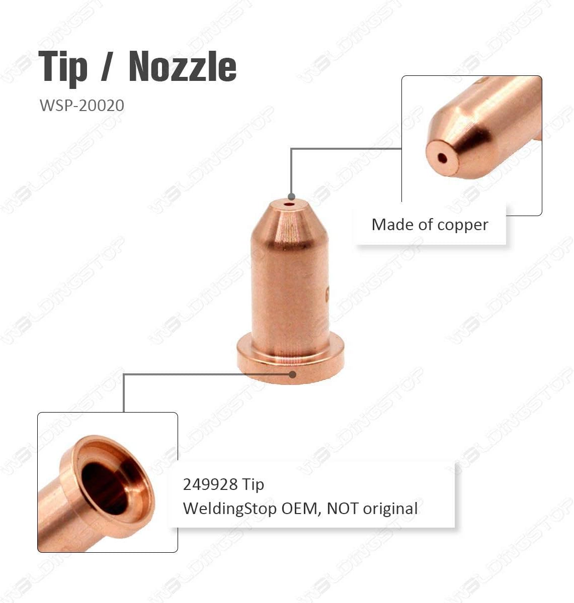 WeldingStop 10 Pieces Plasma Cutting XT40 Torch Consumables Electrode 249926 Nozzle 40A 249928 Tip for Miller