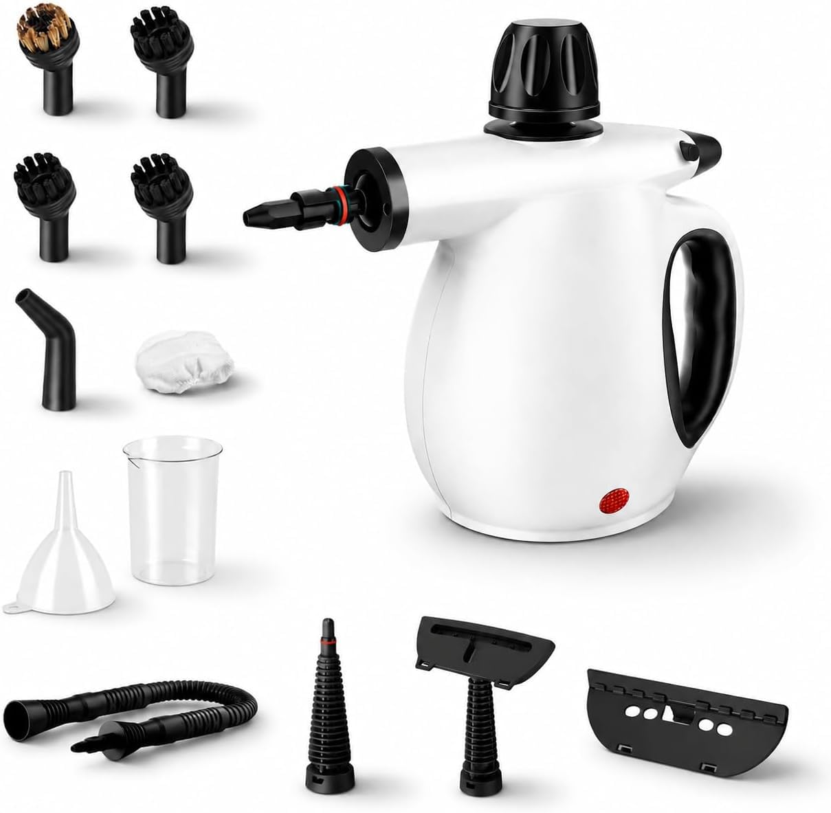 Vaporeta de Mano, 350 ML 12 accesorios Limpiador Vapor | Sin Productos Químicos, Para Baño, Cocina, Muebles y en la Cocina (Color Blanco)