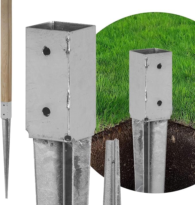 Fixer poteau bois sans béton grâce au kit 4 douilles de sol ADGO