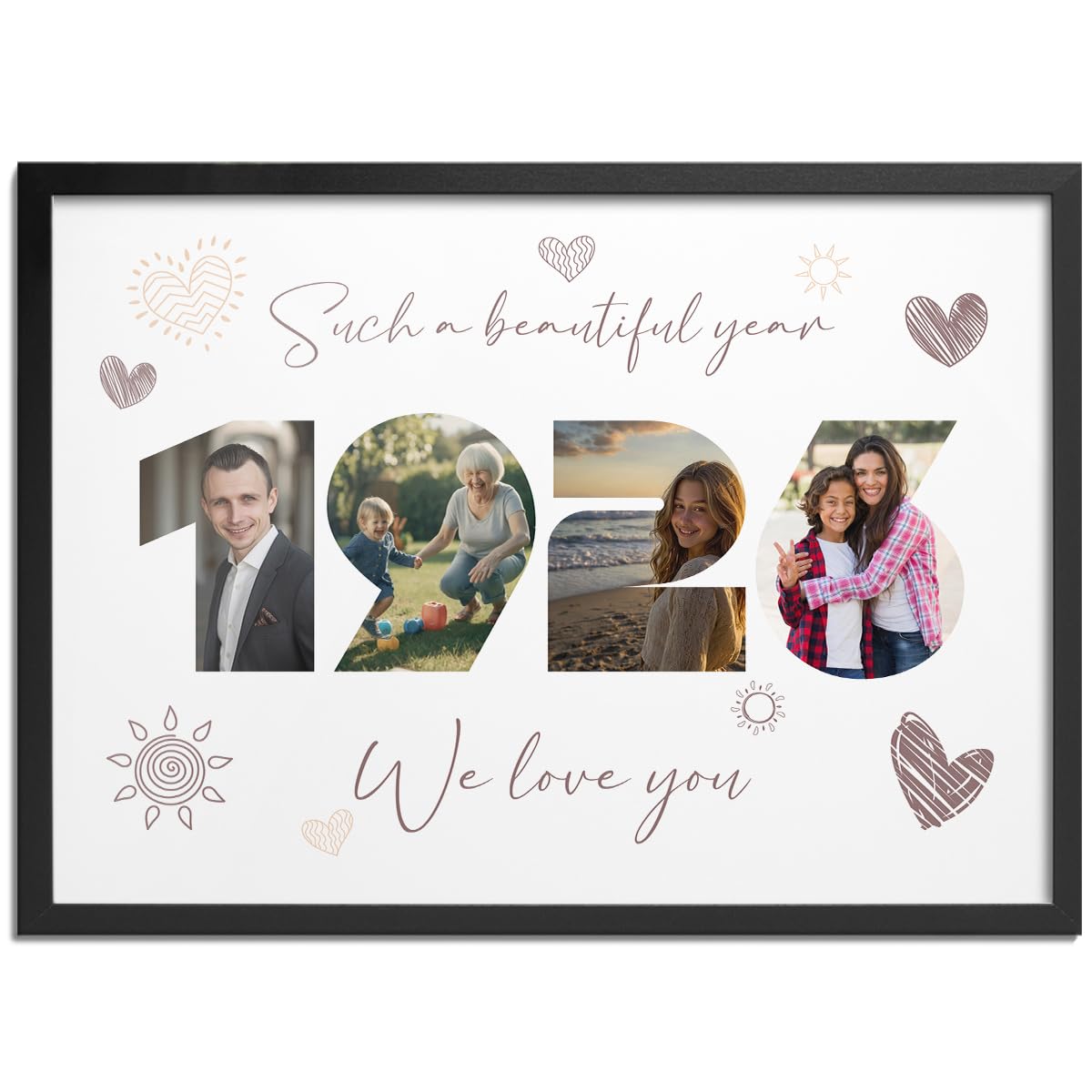 Pictalia - Personalized Frame 99th Birthday, Gift for Grandpa, Grandma, Year 1926, Grandfather, Grandmother, Photo Frame Mom, Dad, Woman, Man, Family, Friends, Gift for Wedding Anniversary, Meeting