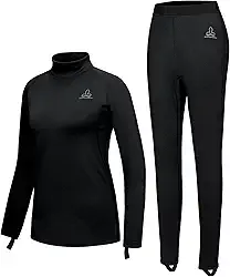 Conjunto de roupa íntima térmica feminina de lã leve e quente com camadas de base longas para caminhadas, esqui, mergulho