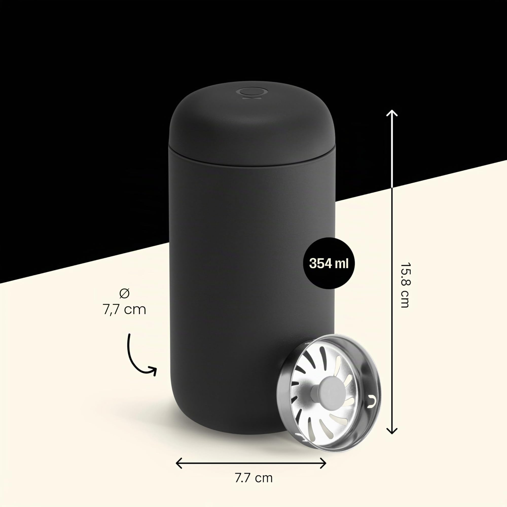 Fellow Thermobecher Kaffeebecher to Go 340 ml, Keramik-Innenseite, Schwarz | Kein Metallgeschmack dank Keramikbeschichtung, Auslaufsicher, 12h Heiß 24h Kalt, Edelstahl, Spülmaschinengeeignet