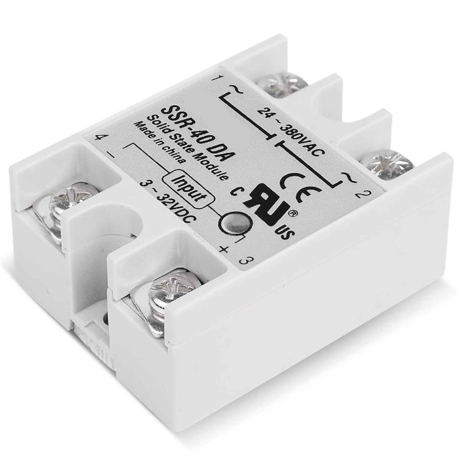 10Pcs Industrial Solid State Relay SSR 40DA 3-32V DC Input and 24-380VAC 40A AC Output Load DC-AC