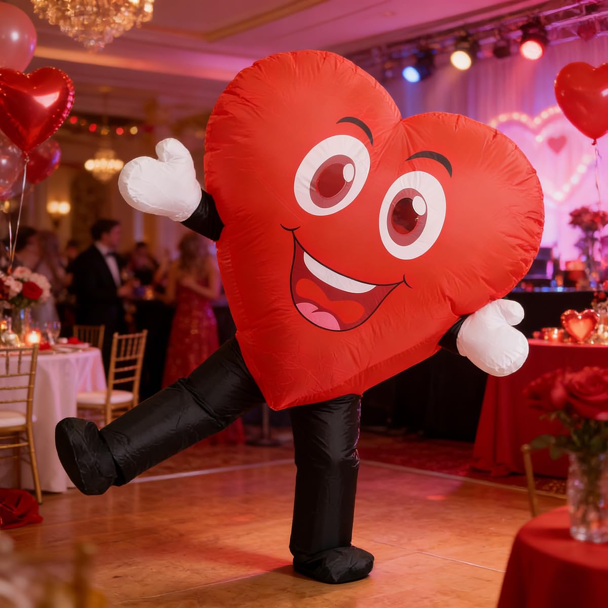 RHYTHMARTS Disfraz hinchable Corazón de Amor Rojo Disfraces Hinchables Rojos Disfraz de Mascota Adulto San para Valentín