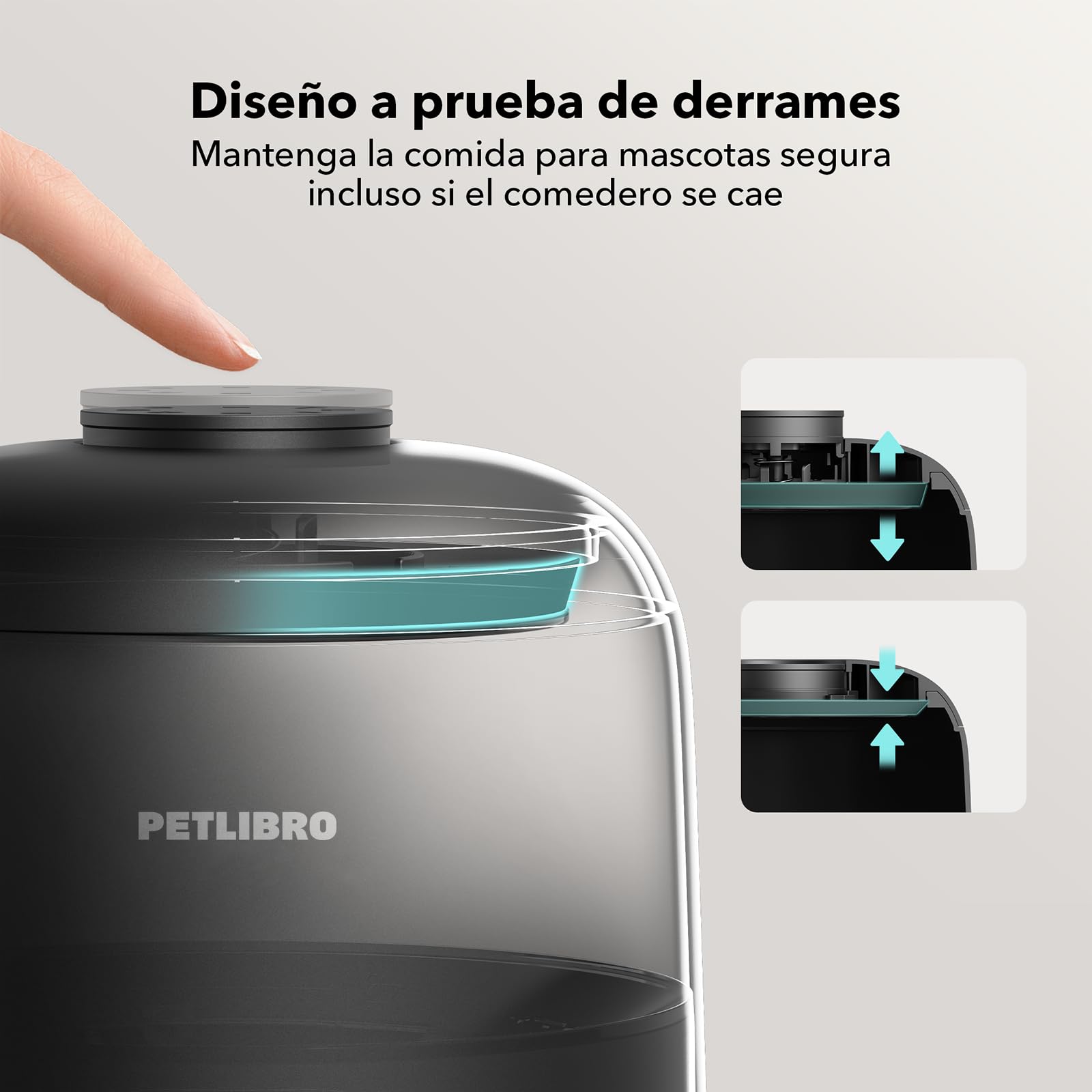 PETLIBRO Comedero Gato Automatico, 2.4G WiFi Funciona con Pilas, Dispensador Comida Seca Gatos/Perros, Control de App, 1-10 Comidas al Día, Automático Mascotas Sin Cable para Gatos, 2L, Negro