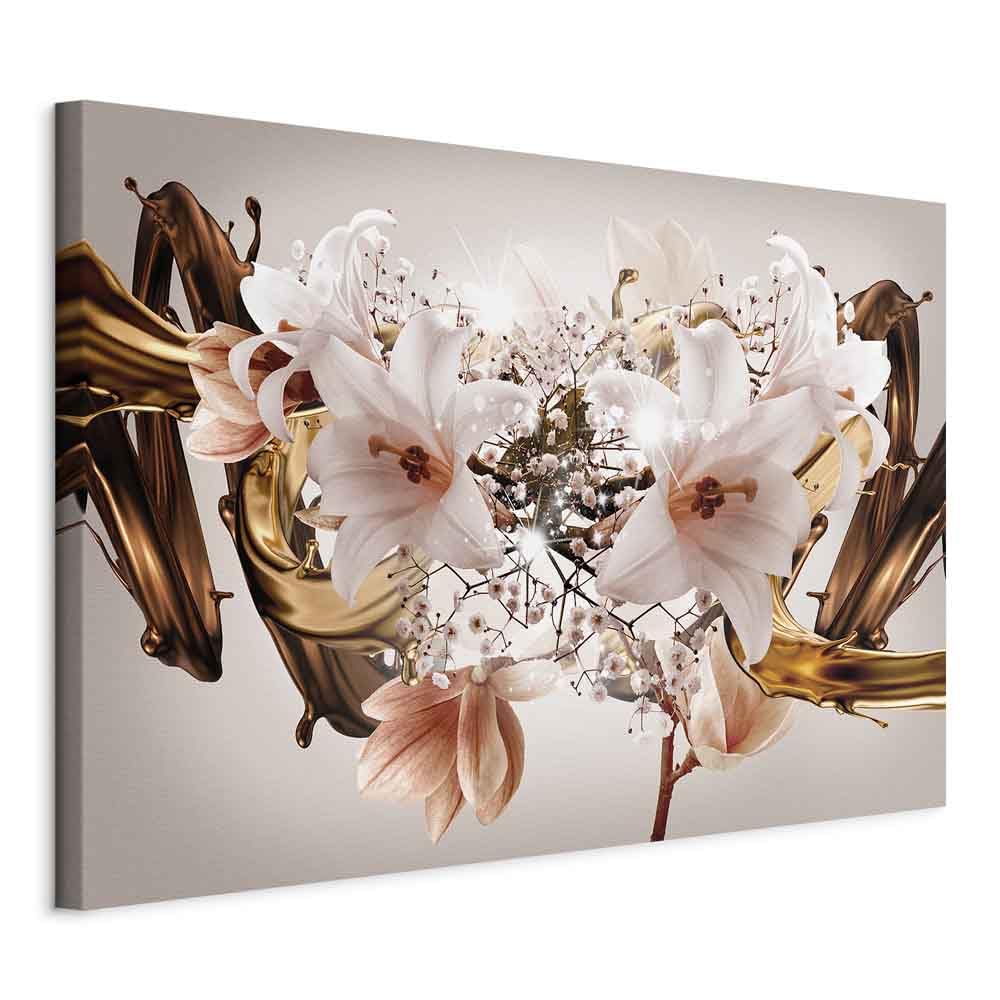 murando - Cuadro en Lienzo Abstracto 120x80 cm 1 pieza - Impresión en material tejido no tejido cuadros decoracion salon modernos lienzos decorativos dormitorios - Flores beige b-C-0762-b-a