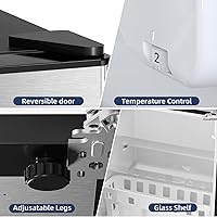 Vista 5 de Antarctic Star - Refrigerador compacto con congelador, mini refrigerador de 2 puertas, estante ajustable, termostato ajustable, para dormitorio