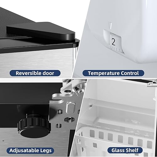 Miniatura 5 de Antarctic Star Refrigerador compacto con congelador, mini refrigerador de 2 puertas, estante ajustable, termostato ajustable, para dormitorio,