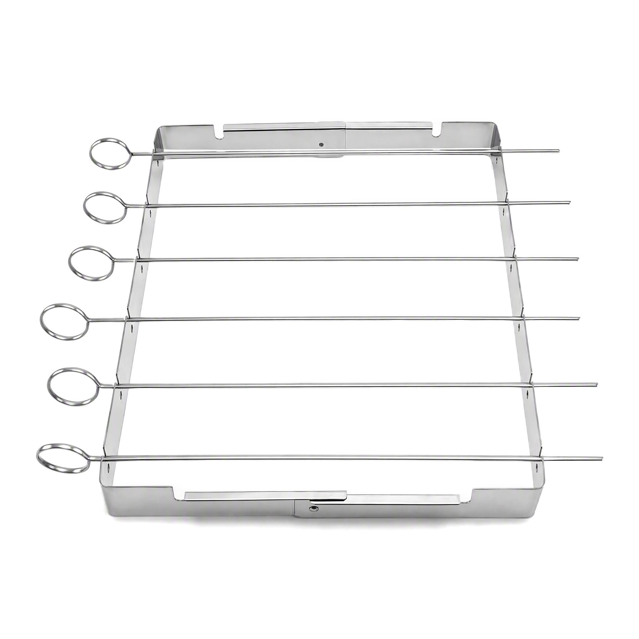 Stainless Steel Skewers with Foldable Rack 6-Pack Metal Kebab Sticks & BBQ Skewers Stand for Oven Grill Chicken Skewers and Outdoor Cooking