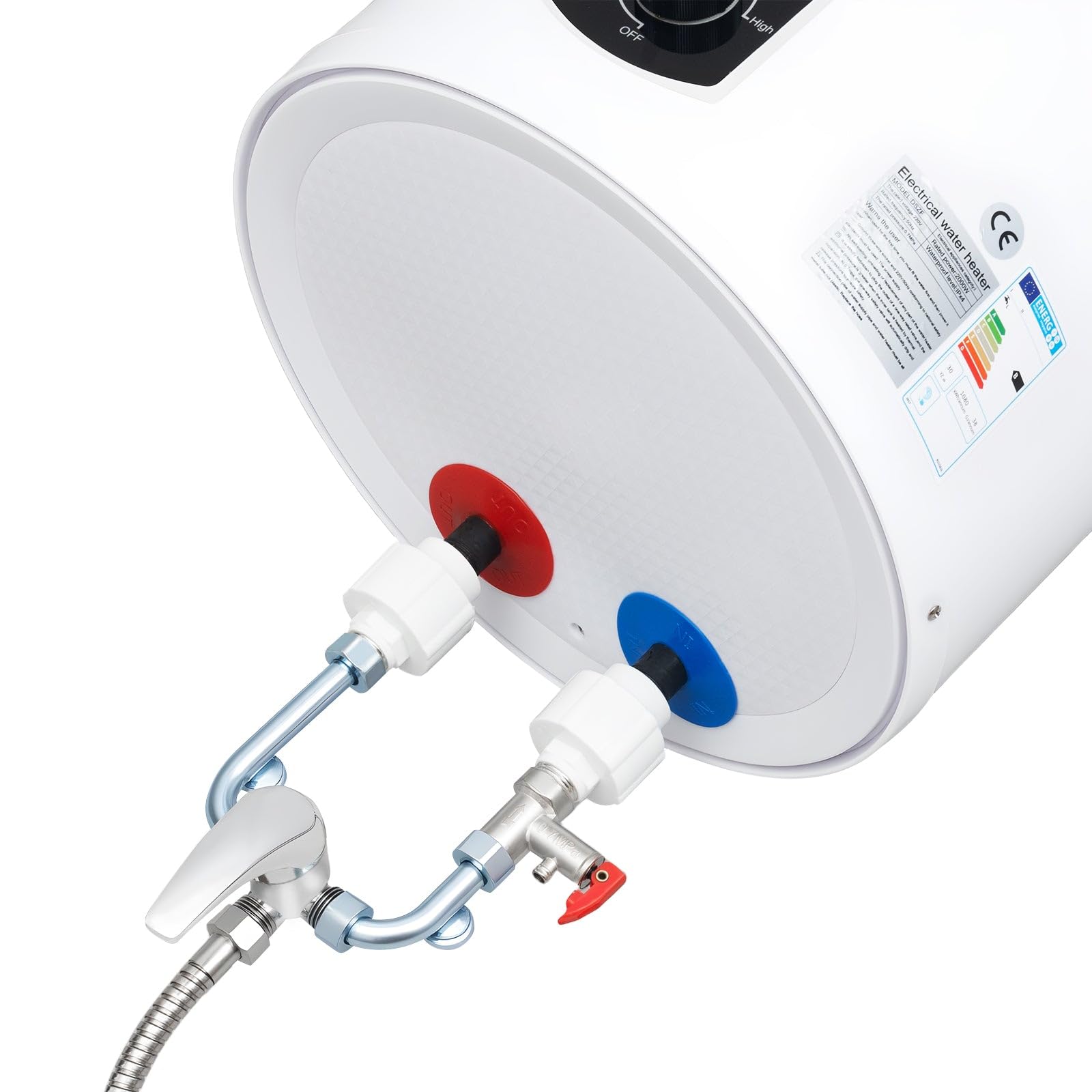 Podgrzewacz przepływowy, bojler elektryczny, pojemność 2000 W, szerokość ciepłej wody, 80 l, pionowy zbiornik IPX4, 25-75°C, ze słuchawką prysznicową, do kuchni, toalet, salonów fryzjerskich, łazienki