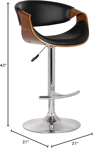Vista 32 de Armen Living Taburete de bar ajustable giratorio de mariposa en piel sintética gris y acabado de madera de nogal
