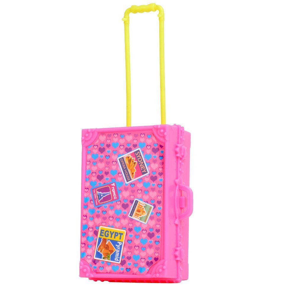 Fat-catz-copy-catz 1x Pink Plastic 3D Travel Train Suitcase Luggage Made For 11.5" Dolls