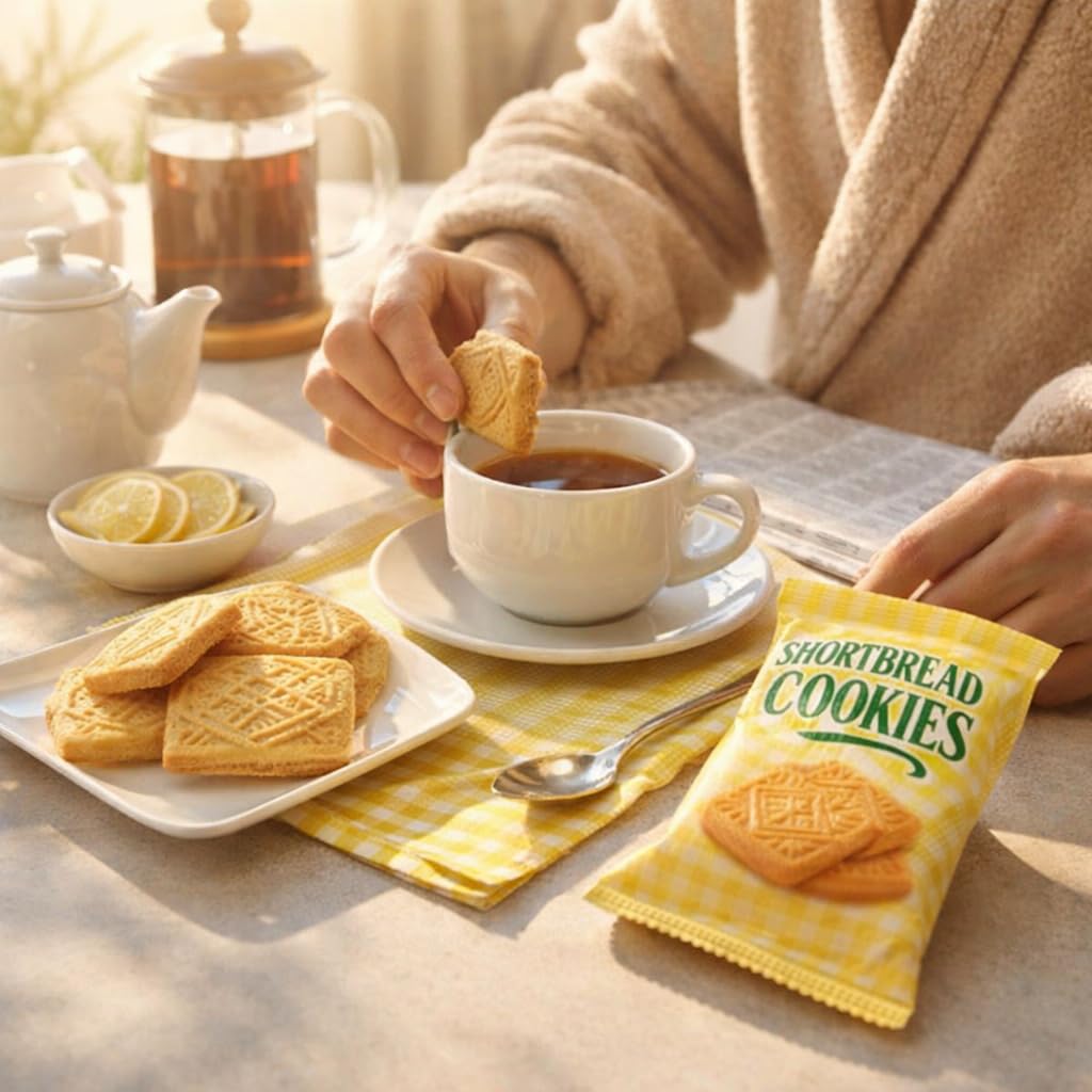 Shortbread Cookies Gourmet Butter Treats, Individually Wrapped - Breakfast Tea Coffee School Office Party Holiday Gift 30 Bags (6 Cookies Per Pack) 180 Total Pieces - Image 6