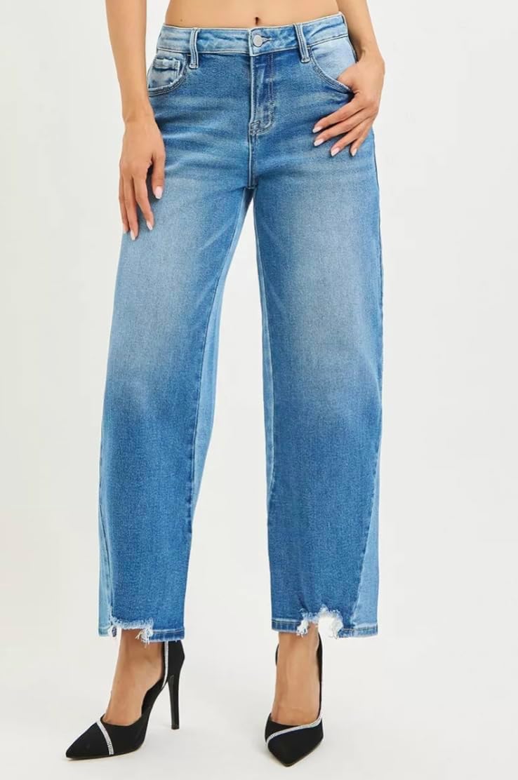 Risen Slouchy Cropped 27.5" Inseam Barrel Jeans- Ivory Gem