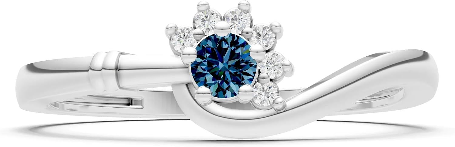 PEORA Round Cut Alexandrite Stackable Band Available in Solid 10K, 14K or 18K Ring – White, Yellow or Rose Gold