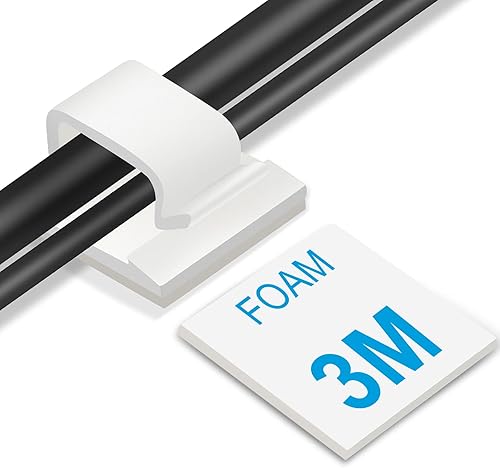 Miniatura 16 de 50 PCS Clips Negros para Cables - Organizadores de Cables Grandes para Gestión de Cables y Alambres Debajo del Escritorio, Clips Sujetadores Negro