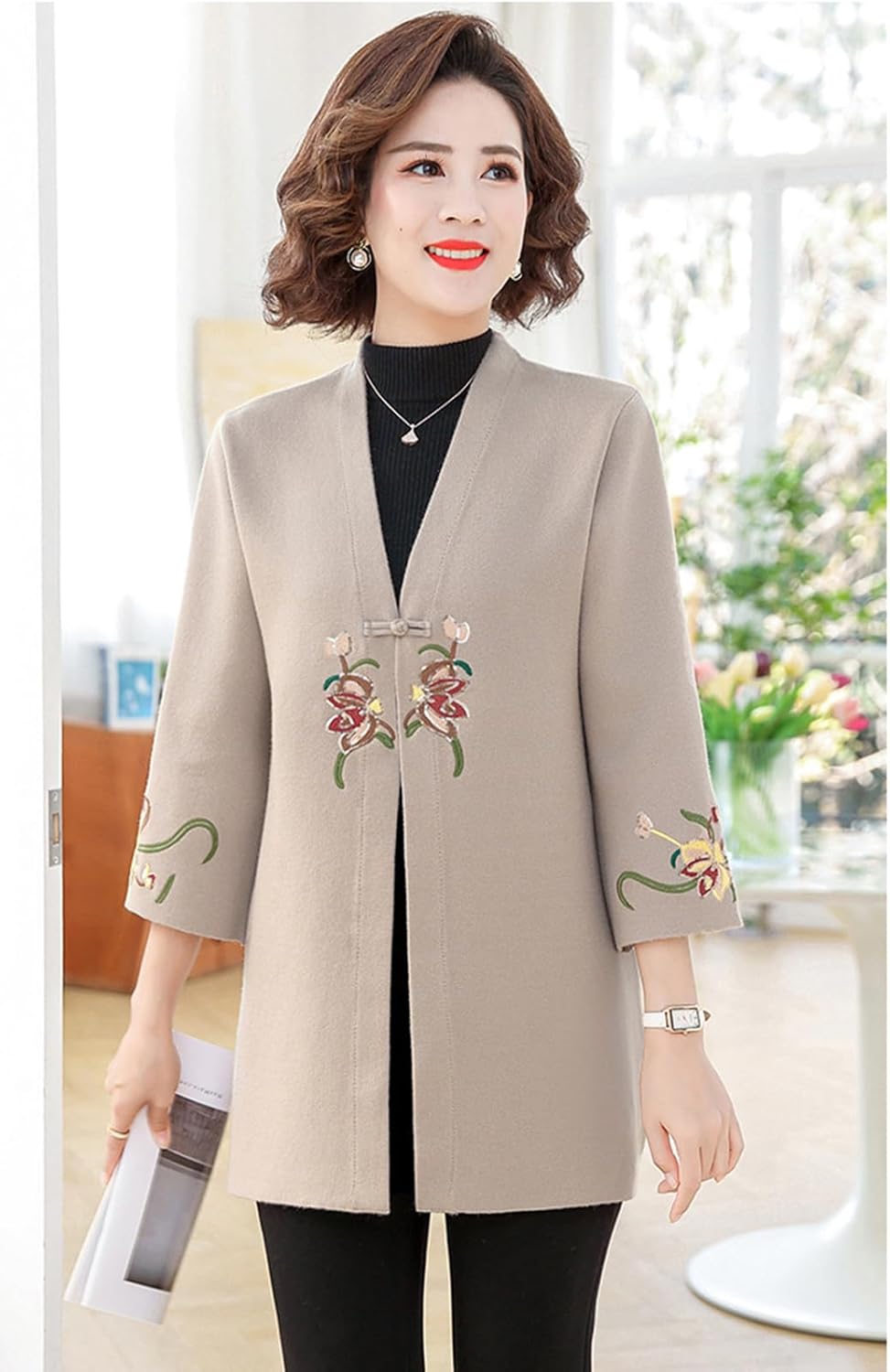 [MTKCNTL] 中高年ニットカーディガン レディース 中高年 セーター 春秋 大きいサイズ エレガント 婦人服 お洒落 ロング丈