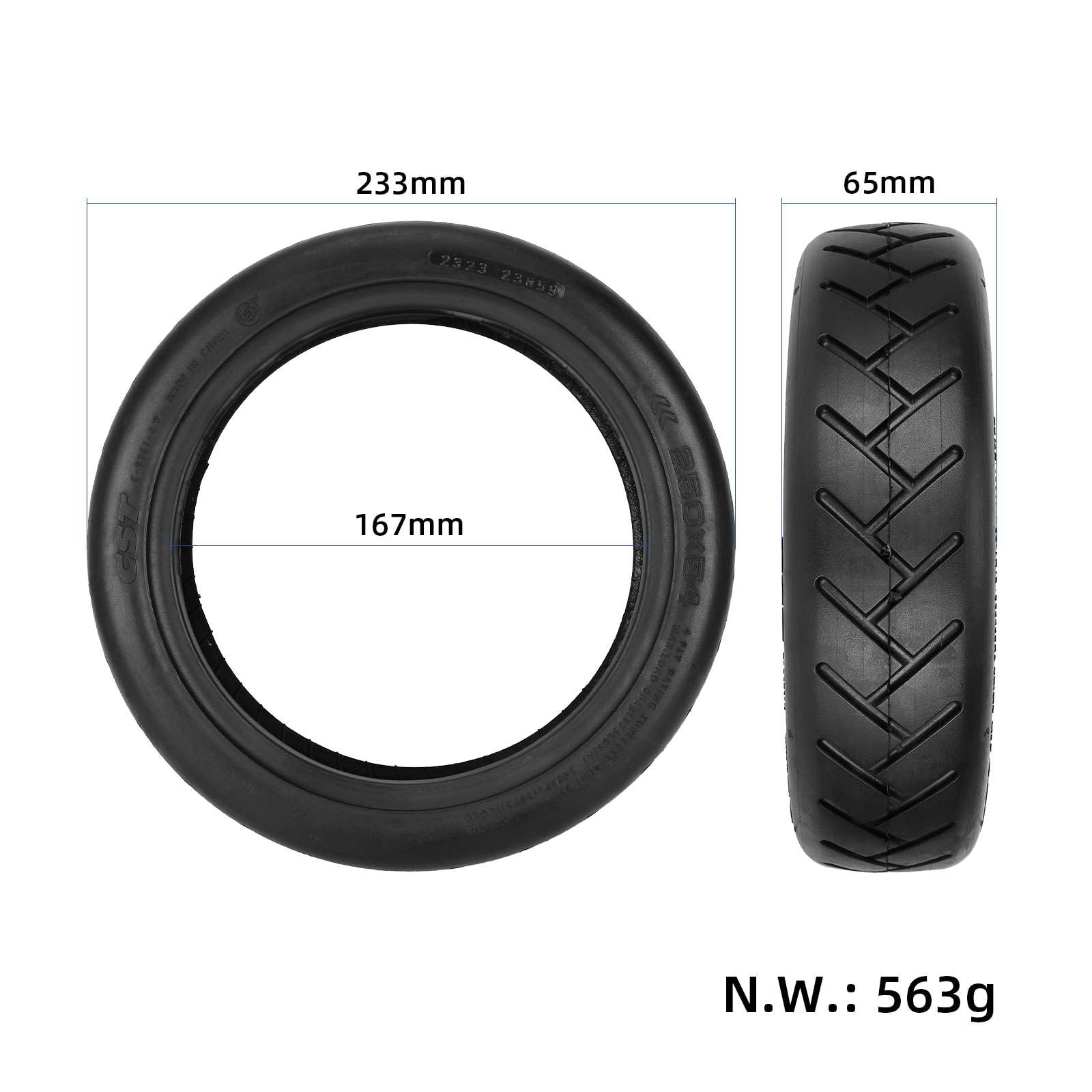 VOLOHAS 250 x 54 Tubeless Tyres 10 Inch Tubeless Tyres for Xiaomi 4Pro/4Lite Electric Scooter Accessories Explosion-Proof Thickened Road Tyres Replacement Wheels (Pack of 2) - Image 2