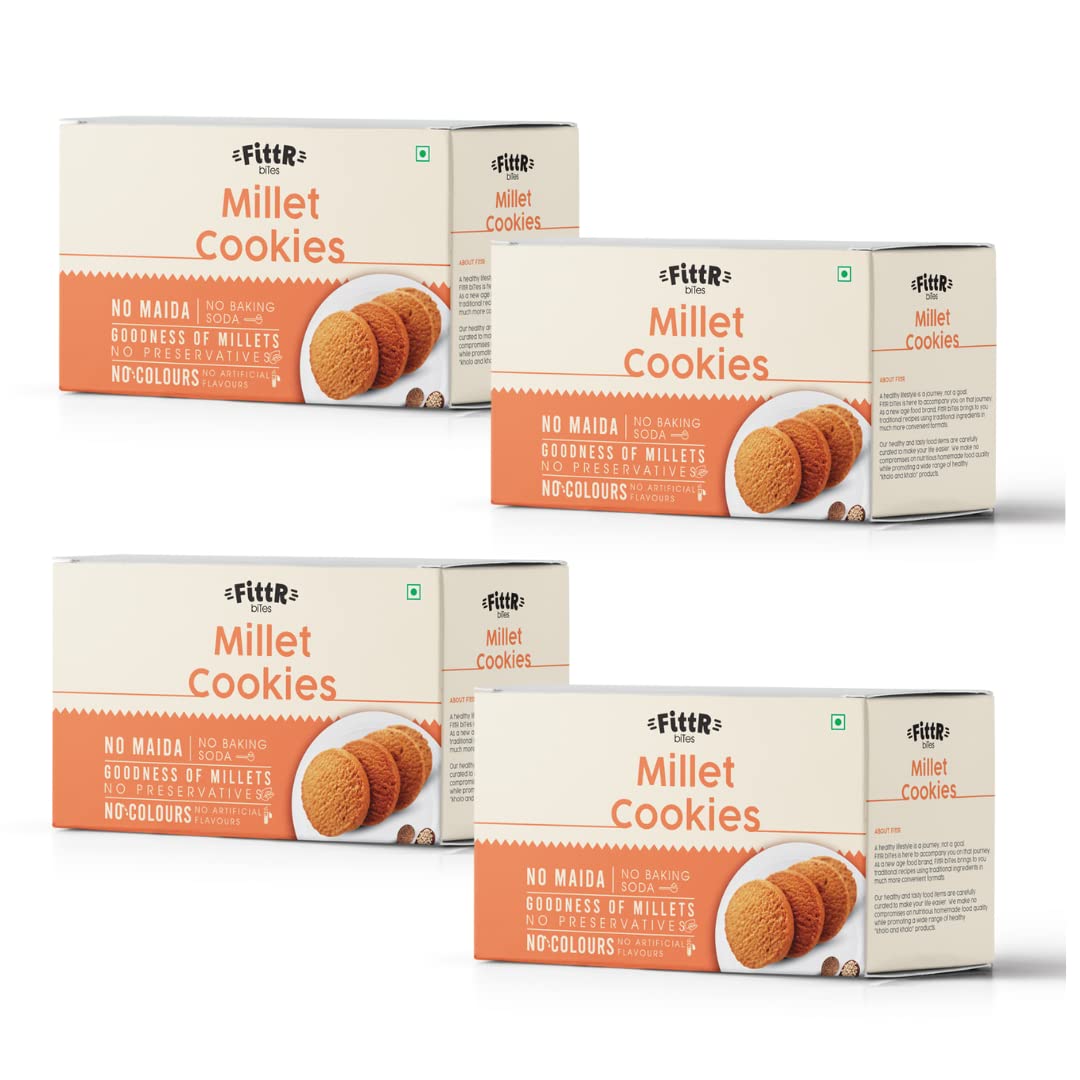 FittR Bites Multi Millet Cookies - Pack Of 4, 100 Gms Each Pack (B09BFX7TVR) Amazon Price History, Amazon Price Tracker