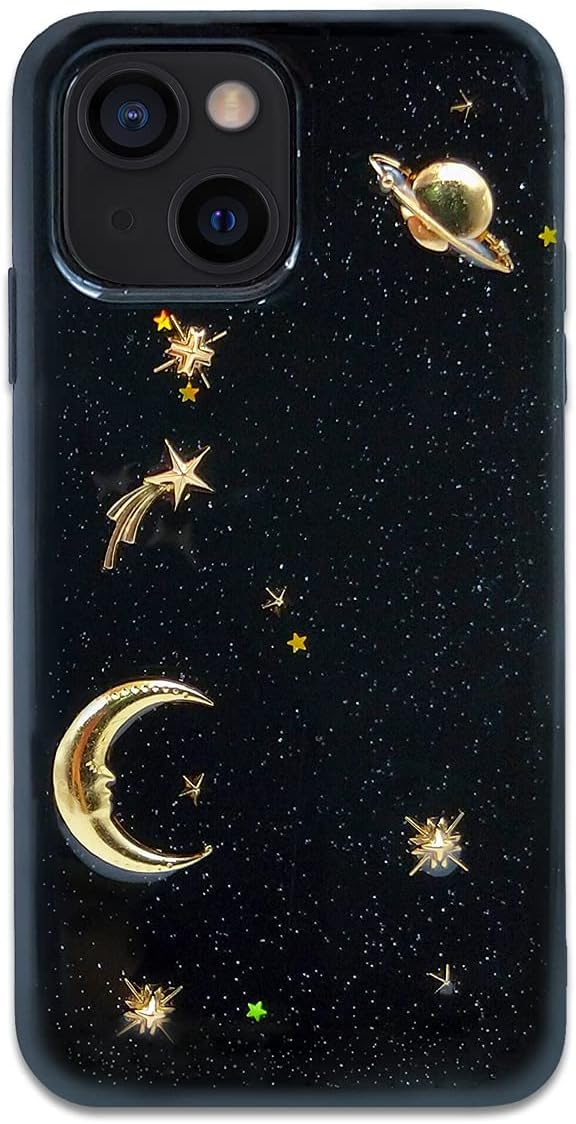 Bonitec Case for iPhone 15 Case Bling Planet Glitter with Space Sparkle Moon Star Universe Flexible Soft TPU Protection Shockproof Protective Cases