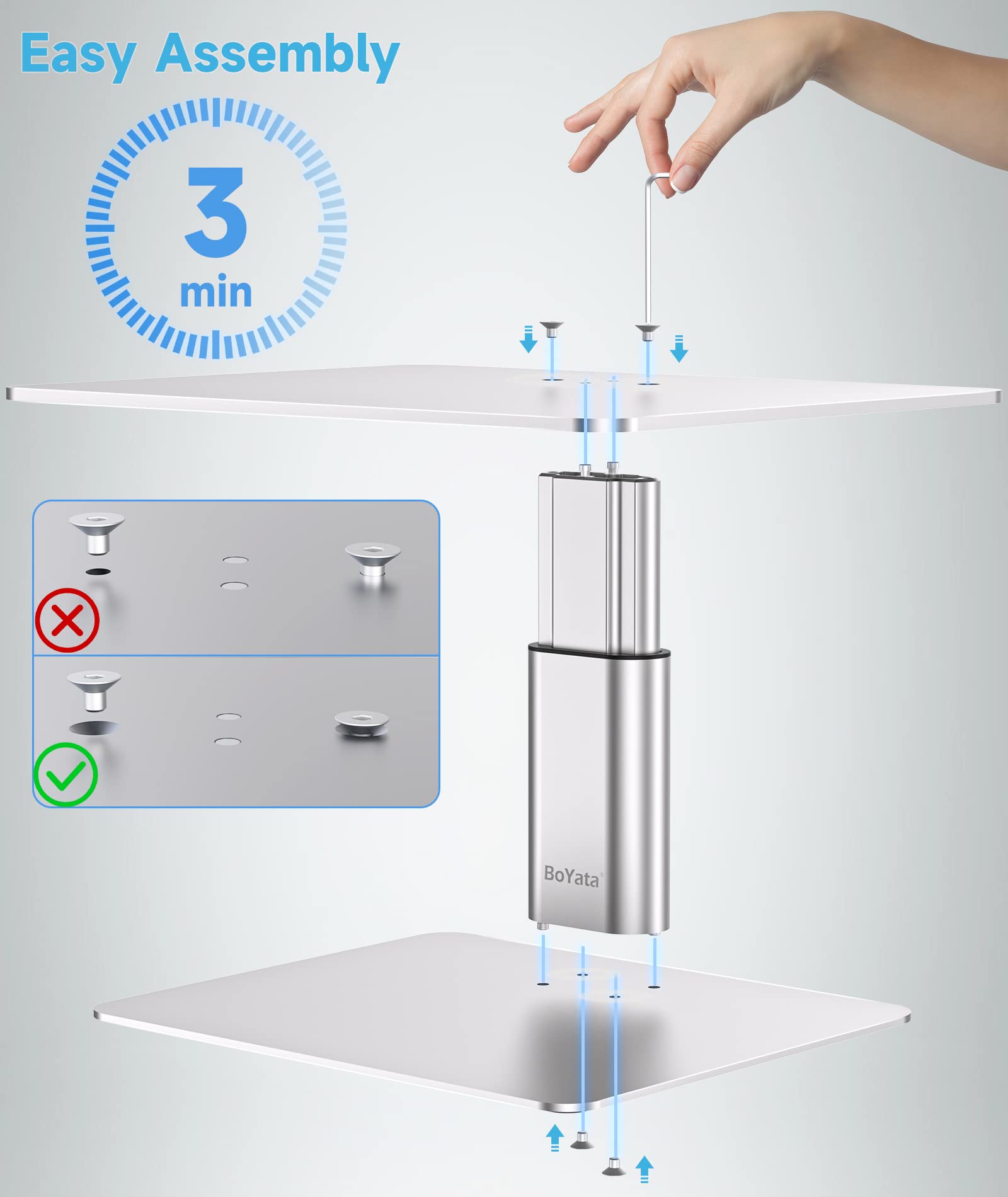 Supporto Monitor Regolabile BoYata - In Metallo, Per Scrivania - Foto 12