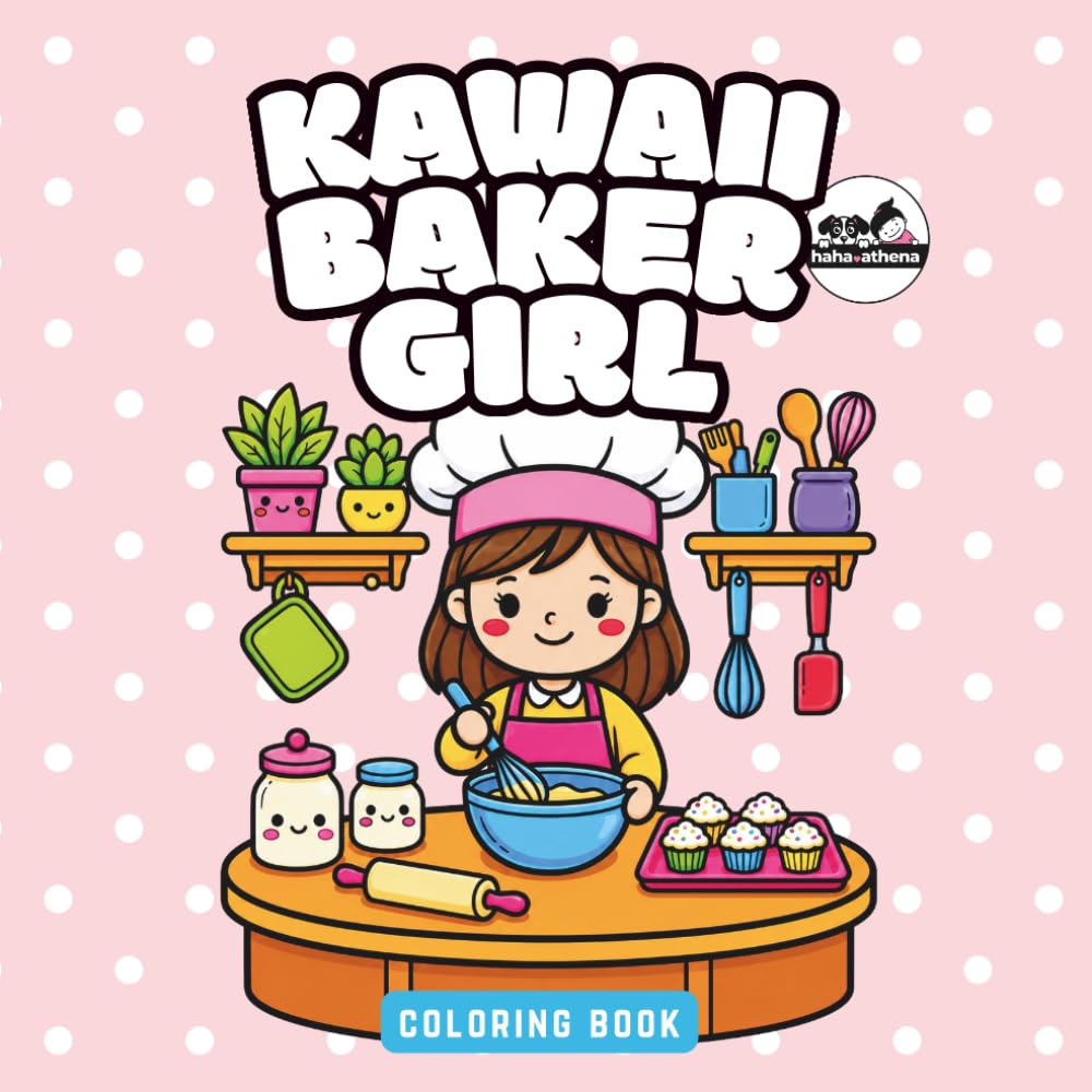 Kawaii Baker Girl Coloring Book for Kids and Adults: 40 Unique Pages of Simple Relaxing Coloring Activity